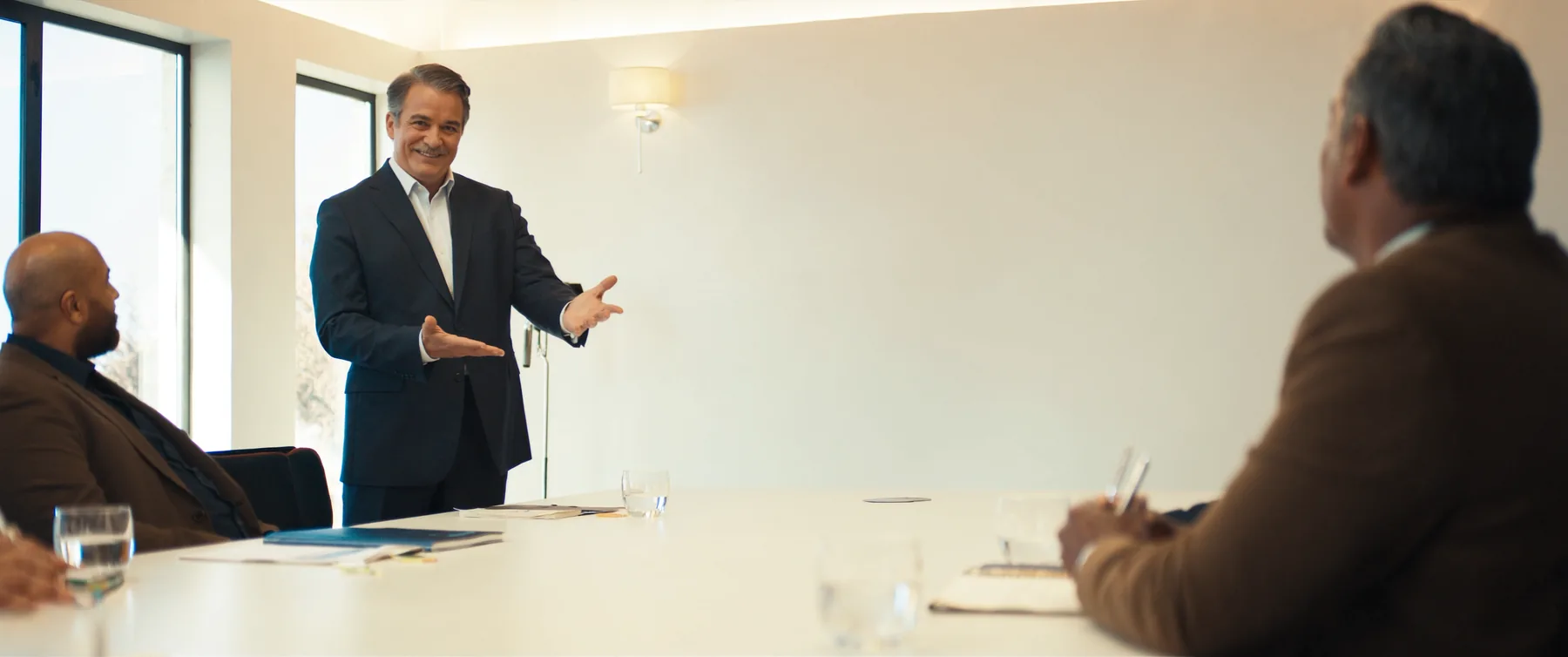 A well-connected healthcare executive meeting hospital decision-makers