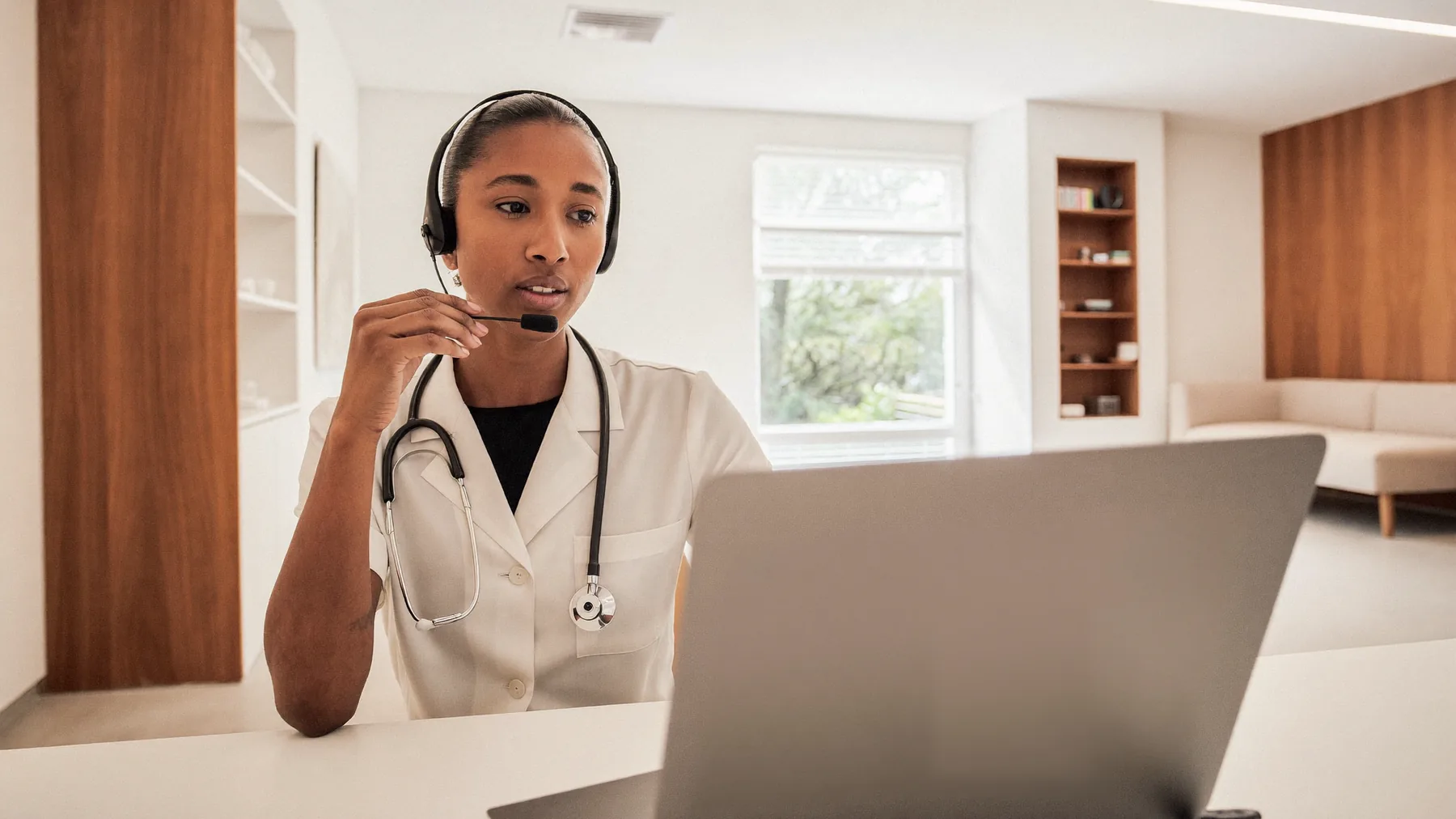 A healthcare professional in a modern clinic